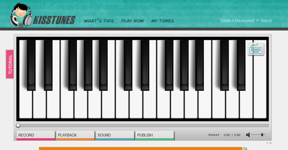 Kisstunes, un Piano online para crear música con el teclado